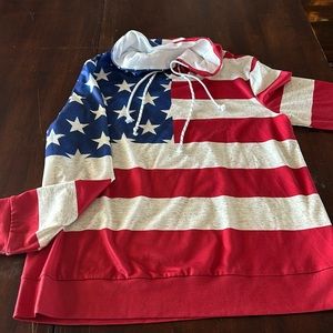 Cowl neck lightweight American Flag women’s shirt